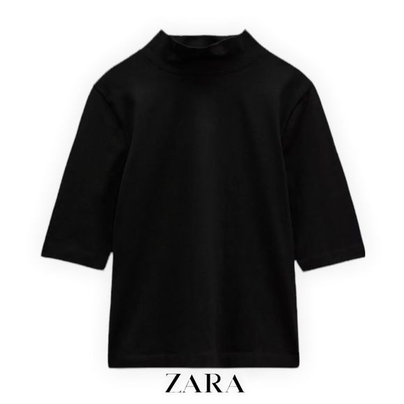 ZARA Women | Black | MOCK NECK TOP - Picture 1 of 8